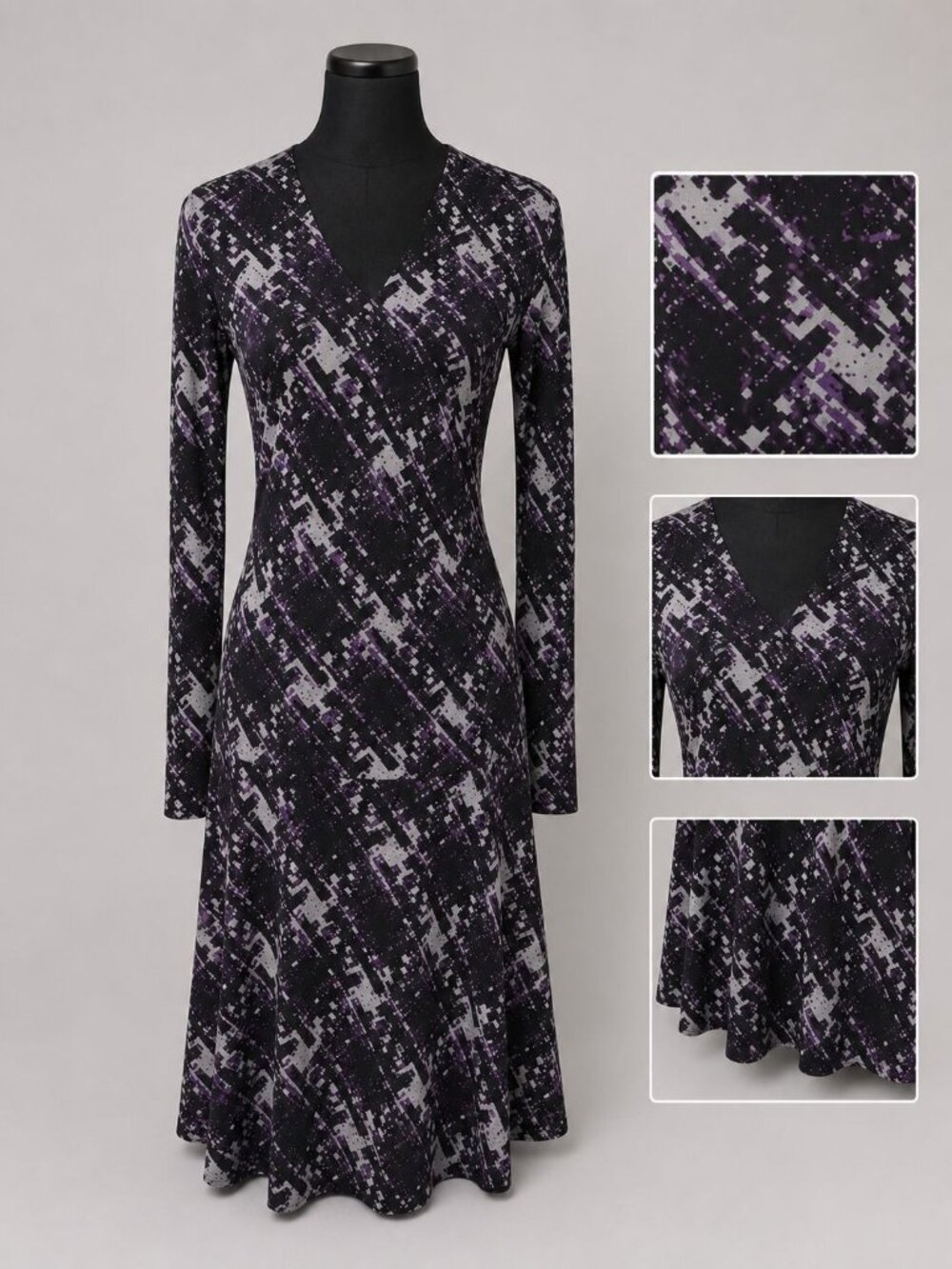 Merona Women’s 2 Piece Skirt Set Small Purple Black Long Sleeve Midi Outfit